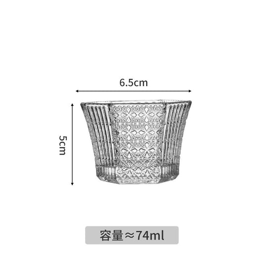 Creative Nordic Style Embossed Hammered Glass Small Tea Cup Teapot Set Sake Spirits Small Shot Glass Hexagonal Cup