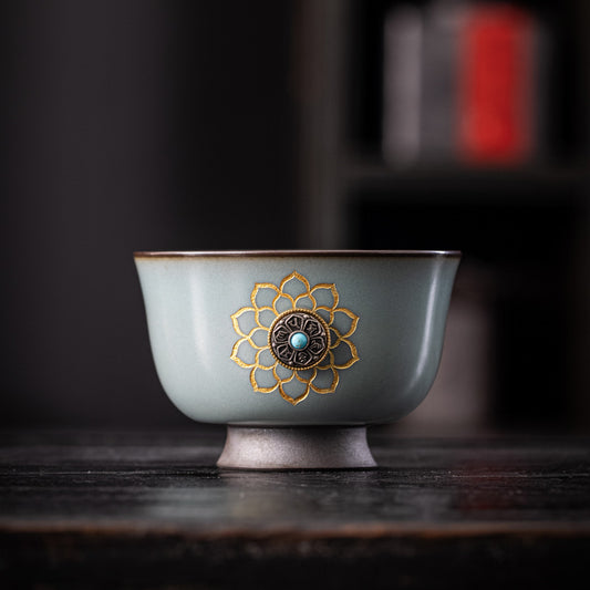 High-end Ru Kiln Ceramic Master Cup Retro Rotating Tasting Cup Personal Tea Cup Gift Box Single Cup Gift