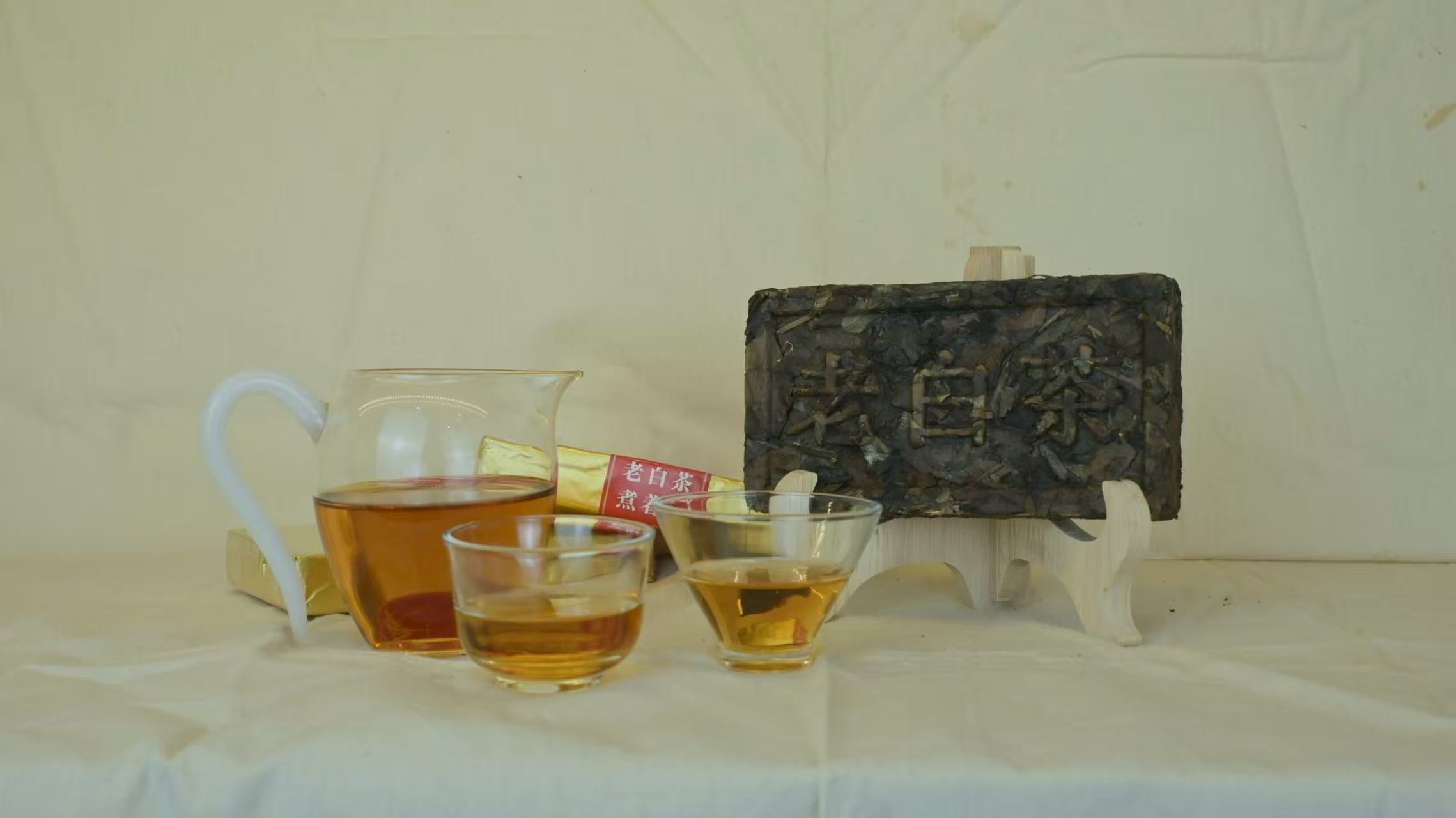 White tea, gold packaging, brick shape, 240g